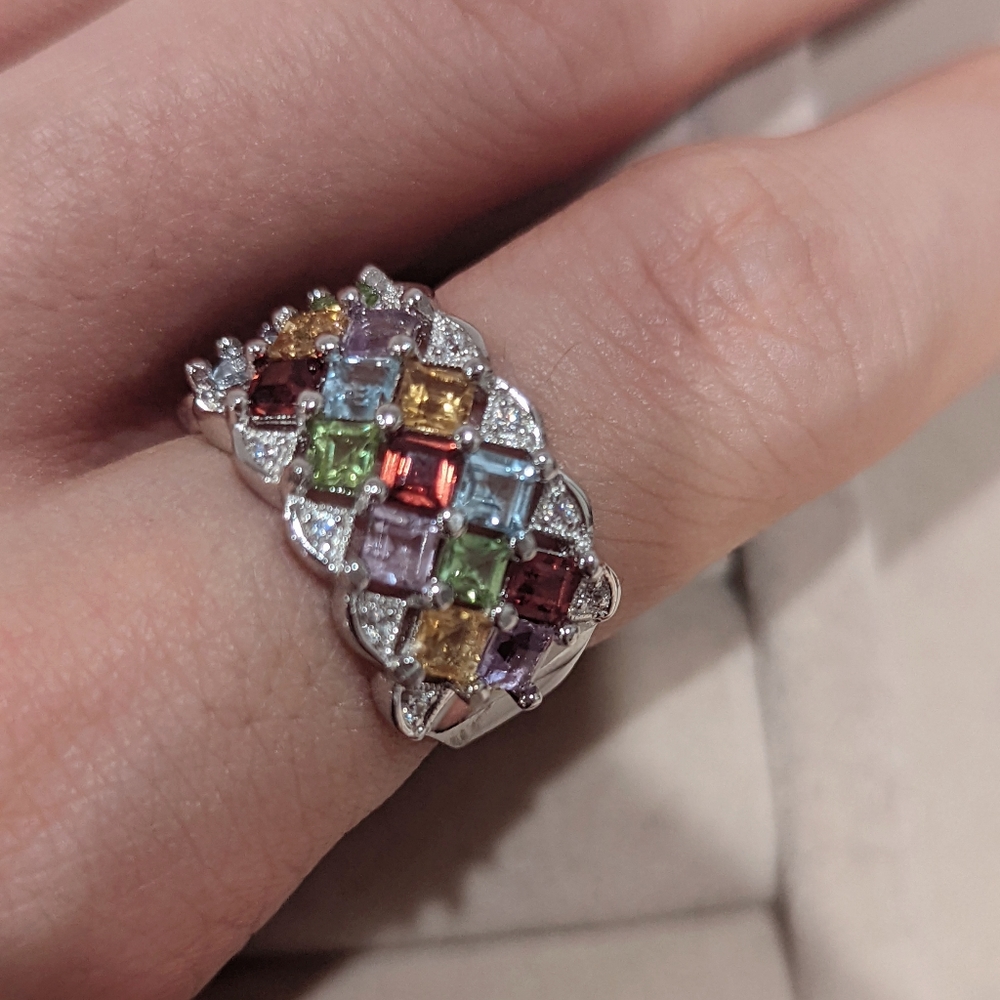 Square Emerald Cut, Multi Gemstone, 925 Sterling … - image 5
